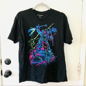 Loot Crate Gaming Double Fine Electric Guitar Neon Logo Men’s T-shirt sz Large